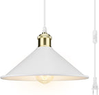Plug in Pendant Light, Industrial Hanging Light with Plug in Cord On/Off Switch, Farmhouse Pendant Light with Plug in Cord, Vintage Pendant Light Fixture, Hanging Lamps - Grand Goldman