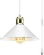Plug in Pendant Light, Industrial Hanging Light with Plug in Cord On/Off Switch, Farmhouse Pendant Light with Plug in Cord, Vintage Pendant Light Fixture, Hanging Lamps - Grand Goldman