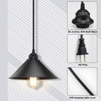 Plug in Pendant Light, Industrial Hanging Light with Plug in Cord On/Off Switch, Farmhouse Pendant Light with Plug in Cord, Vintage Pendant Light Fixture, Hanging Lamps - Grand Goldman