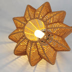 Plug in Pendant Light Rattan Hanging Lights with Plug in Cord 15FT Hemp Rope Cord, Dimmable Switch – Indoor Hanging Lamps for Boho Living Room Bedroom（Bulb Included） 11 x 7 inch - Grand Goldman