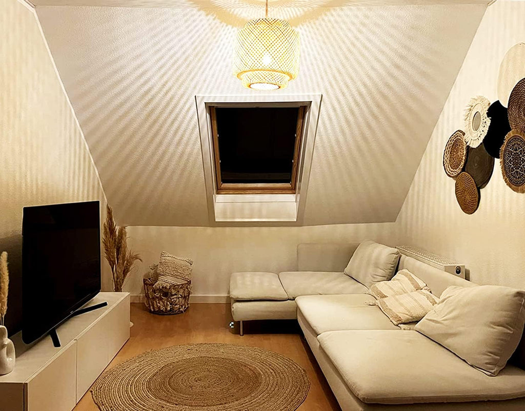 Plug in Pendant Light Rattan Hanging Lights with Plug in Cord Bamboo Hanging Lamp Dimmable,Handmade Woven Boho Wicker Basket Lamp Shade,Plug in Ceiling Light Fixture for Living Room Bedroom Kitchen - Grand Goldman