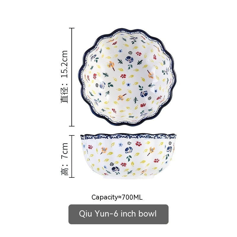 Polish Lace Bowl Home Use Set Good-looking Ceramic Nordic Bowl Plate Tableware Binaural - Grand Goldman