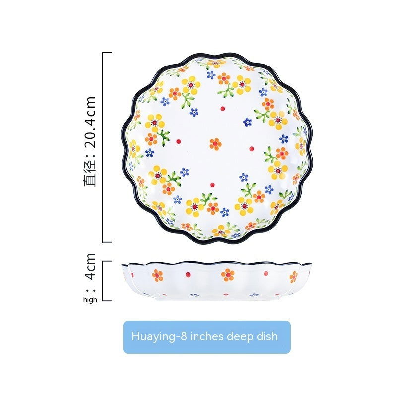 Polish Lace Bowl Home Use Set Good-looking Ceramic Nordic Bowl Plate Tableware Binaural - Grand Goldman