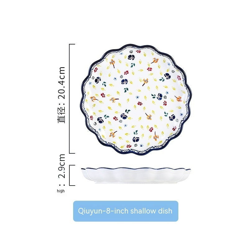 Polish Lace Bowl Home Use Set Good-looking Ceramic Nordic Bowl Plate Tableware Binaural - Grand Goldman