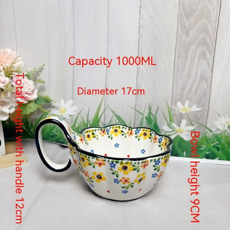 Polish Lace Bowl Home Use Set Good-looking Ceramic Nordic Bowl Plate Tableware Binaural - Grand Goldman