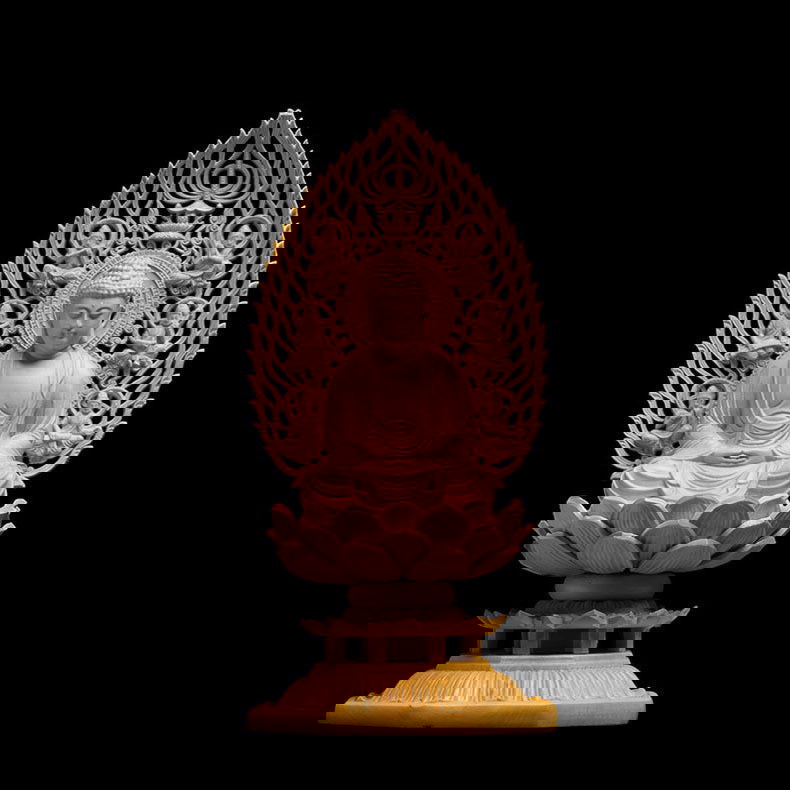 Poplar Wood Carving Buddha Figure Carving - Grand Goldman