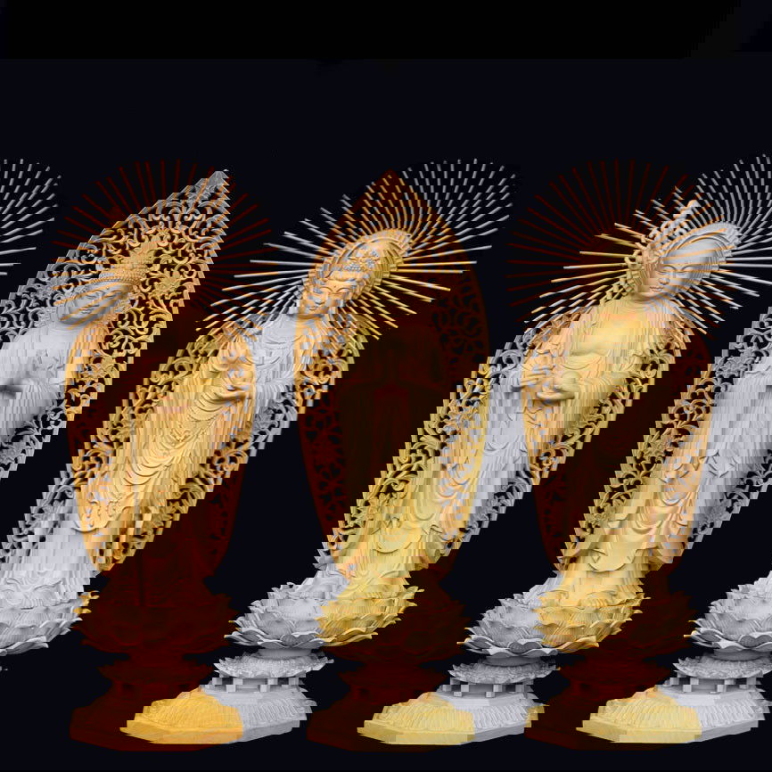 Poplar Wood Carving Buddha Figure Carving - Grand Goldman