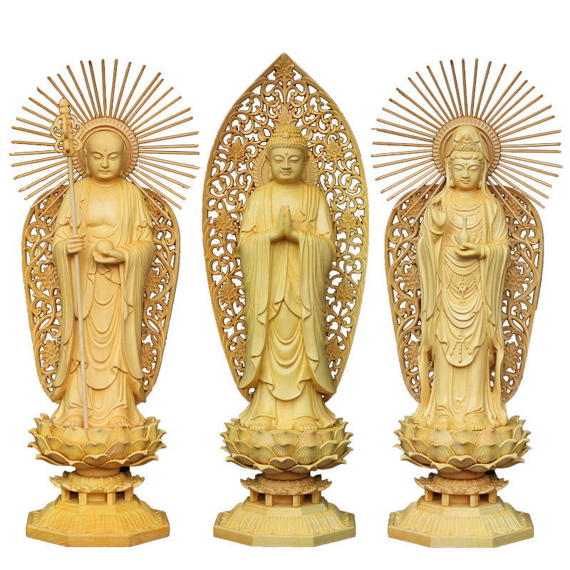 Poplar Wood Carving Buddha Figure Carving - Grand Goldman