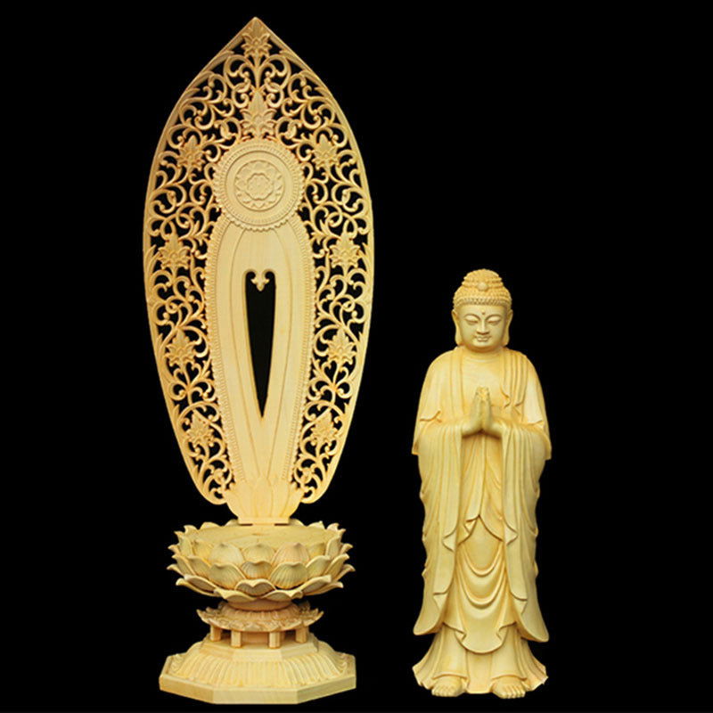 Poplar Wood Carving Buddha Figure Carving - Grand Goldman