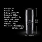 Portable Rechargeable Battery Espresso Machine Travel Car Coffee Powder Capsule Dual-Use Electric Mini - Grand Goldman