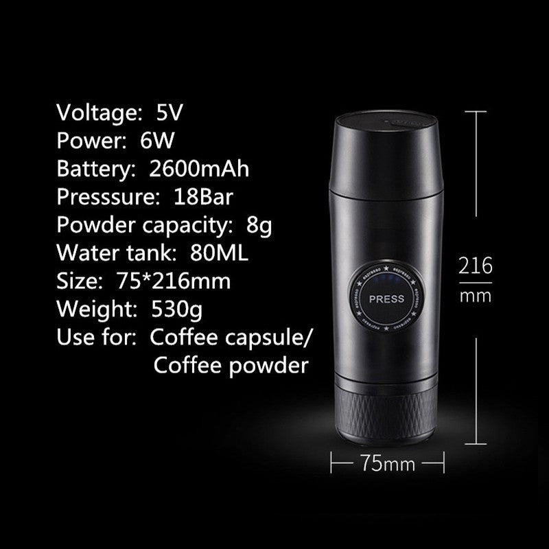 Portable Rechargeable Battery Espresso Machine Travel Car Coffee Powder Capsule Dual-Use Electric Mini - Grand Goldman