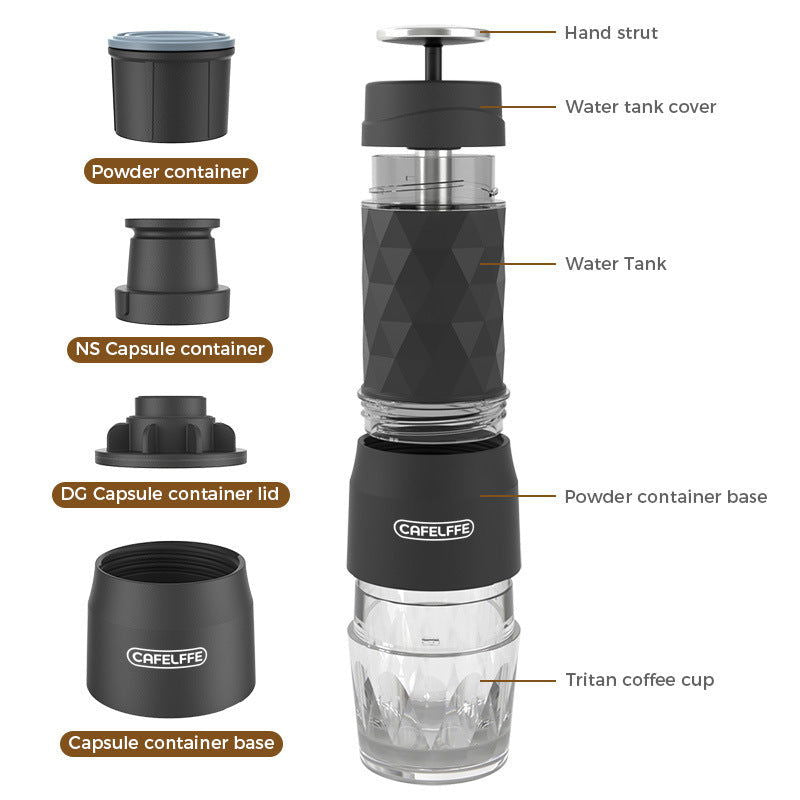 Portable Three In One Travel Hand Press Coffee Machine - Grand Goldman