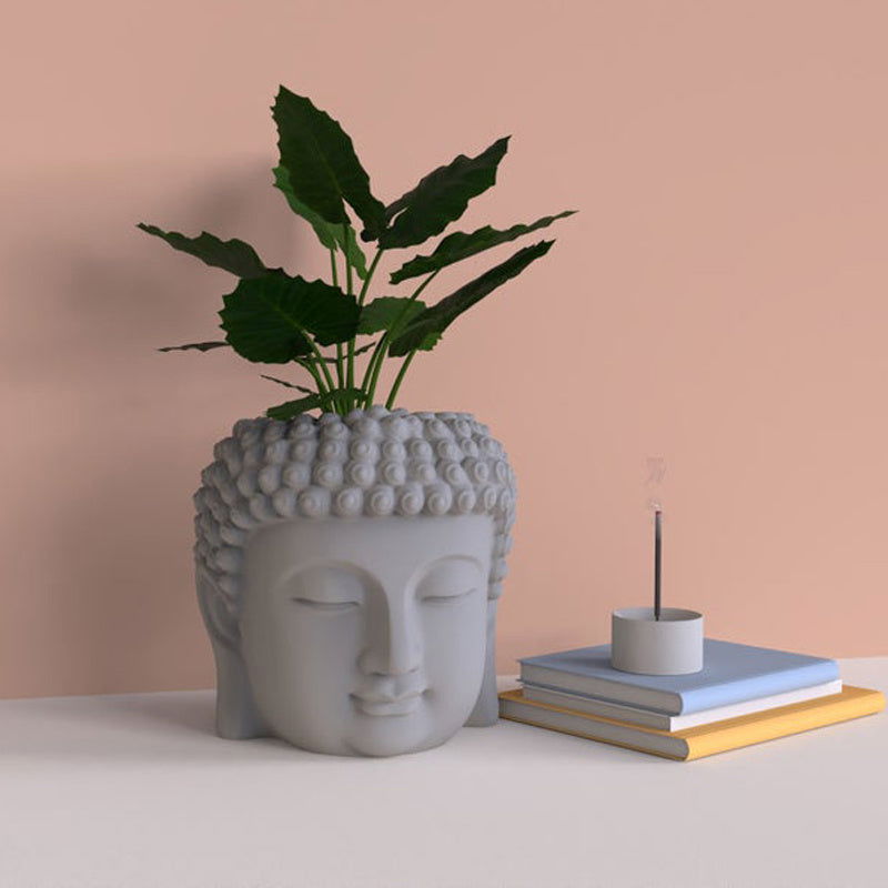 Portrait Buddha Statue Cement Flower Pot Silicone Mold - Grand Goldman