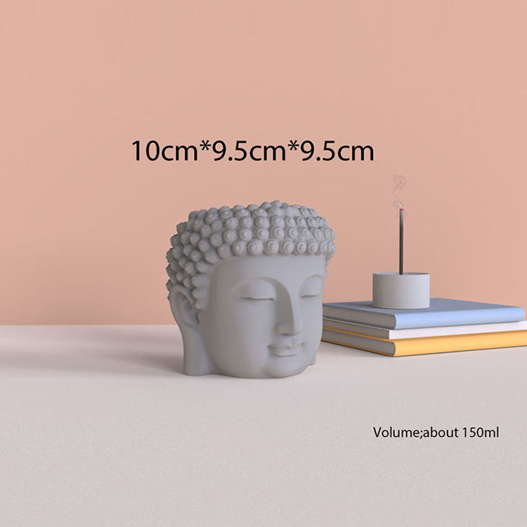 Portrait Buddha Statue Cement Flower Pot Silicone Mold - Grand Goldman