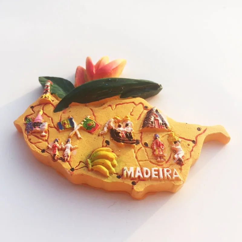 Portugal Fredge Magnets Magnetic Refrigerator Sticker MadeiraIsland 3D Map Resin Handpainted Tourist Souvenir Home Decoration - Grand Goldman