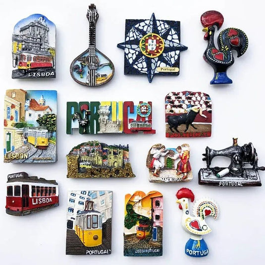 Portugal Fridge Magnet Tourist Souvenir Crafts In Lisbon Tram Cock Portugal Resin Painted Magnet Refrigerator Sticker Collection - Grand Goldman