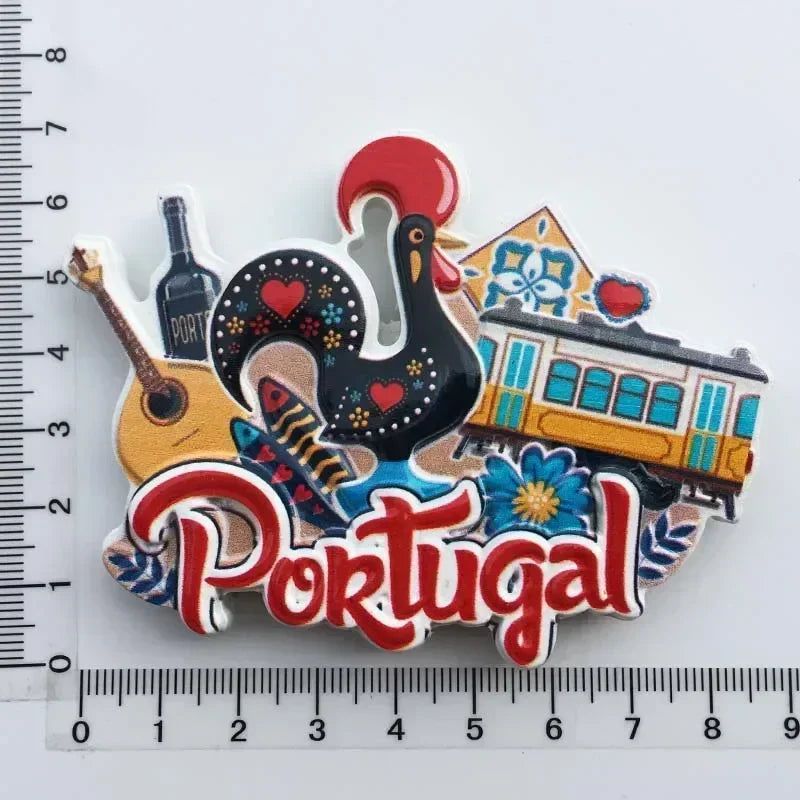 Portugal Fridge Magnets Tourist Souvenir Portuguese Cock Lisboa Tram Guitar Magnetic Refrigerator Sticker Collection Travel Gift - Grand Goldman