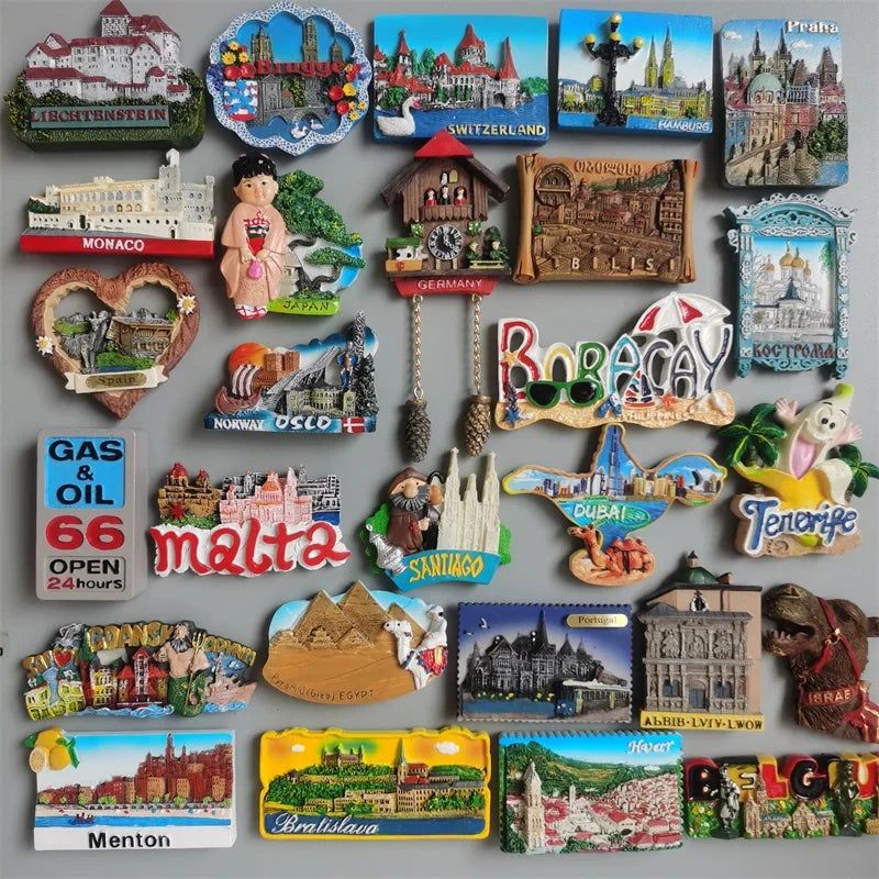 Portugal Philippines Germany Japan Dubai Fridge Magnets Tourist Souvenir Malta Brugge Praha Monaco Spain Refrigerator Stickers - Grand Goldman
