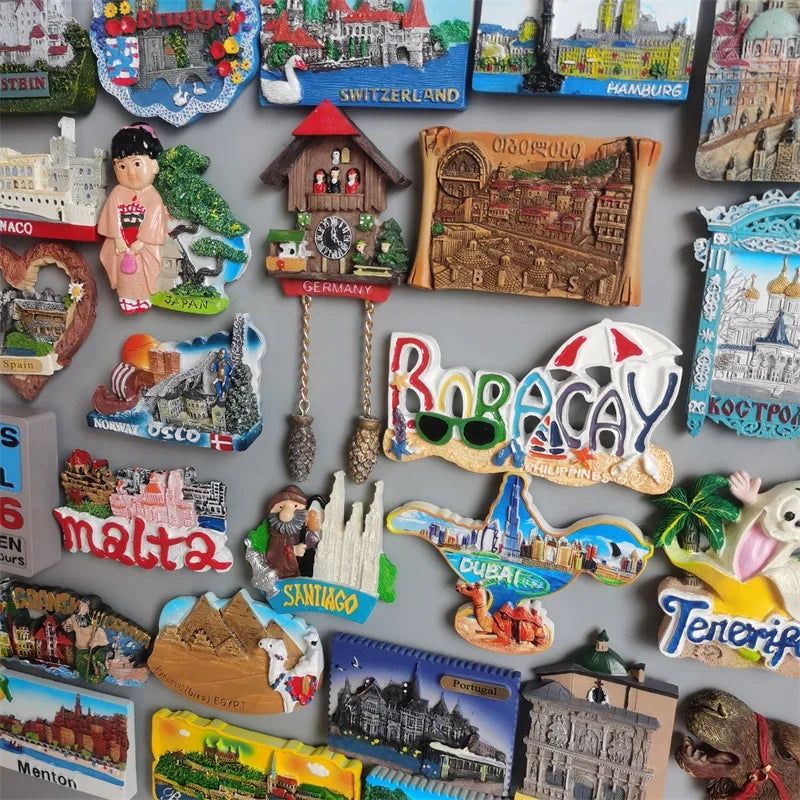 Portugal Philippines Germany Japan Dubai Fridge Magnets Tourist Souvenir Malta Brugge Praha Monaco Spain Refrigerator Stickers - Grand Goldman
