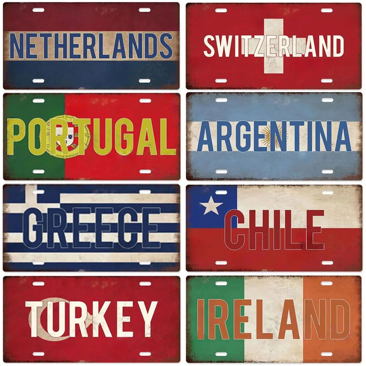 Portugal Turkey Netherlands Metal Tin Signs Vintage Plaque Auto License Plate Embossed Tag Garage Bars Pubs Club Home Wall Decor - Grand Goldman