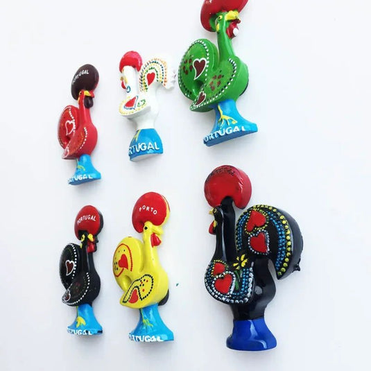 Portugal Rooster Fridge Magnets Tourist Souvenir PORTUGALLO Colored Cock Magnetic Refrigerator Sticker Collection Travel Gift - Grand Goldman