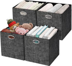Posprica 3X Thicker Fabric Storage Cubes 13 inch Collapsible Storage Bins for Organization, Cubby Storage Baskets for Organizing Shelf Cabinet Bookcase Boxes, Set of 4, Sliver Grey - Grand Goldman