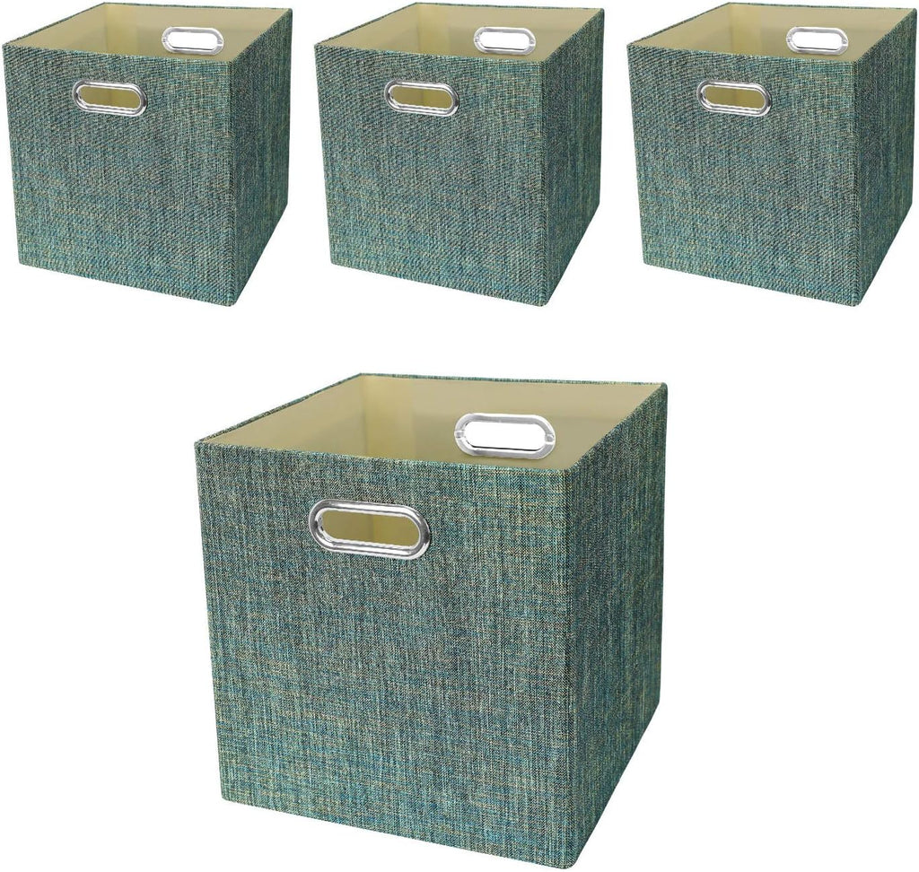 Posprica 3X Thicker Fabric Storage Cubes 13 inch Collapsible Storage Bins for Organization, Cubby Storage Baskets for Organizing Shelf Cabinet Bookcase Boxes, Set of 4, Sliver Grey - Grand Goldman