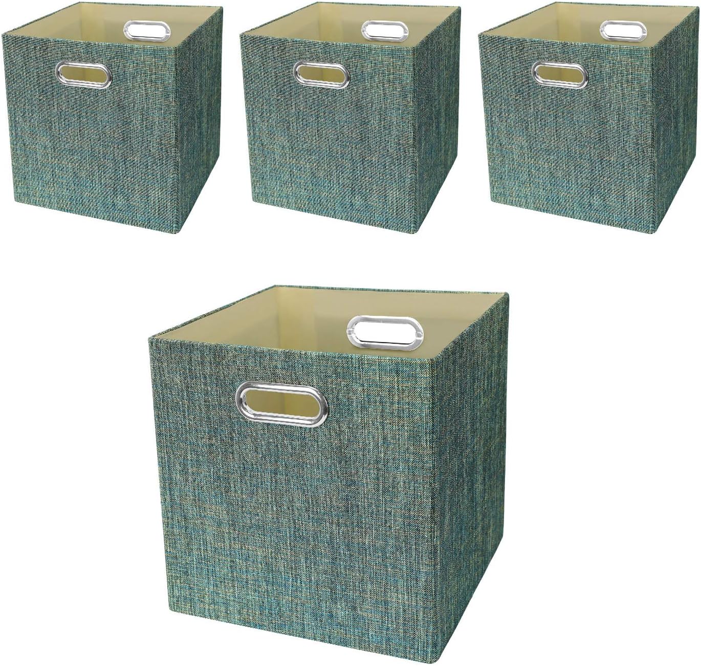Posprica 3X Thicker Fabric Storage Cubes 13 inch Collapsible Storage Bins for Organization, Cubby Storage Baskets for Organizing Shelf Cabinet Bookcase Boxes, Set of 4, Sliver Grey - Grand Goldman