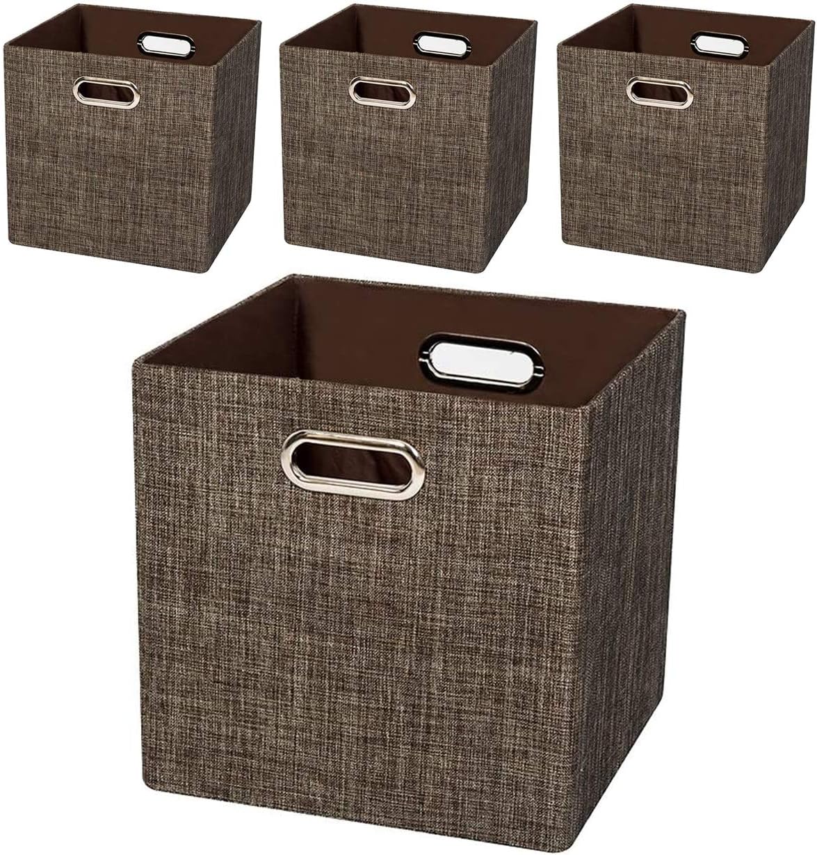 Posprica 3X Thicker Fabric Storage Cubes 13 inch Collapsible Storage Bins for Organization, Cubby Storage Baskets for Organizing Shelf Cabinet Bookcase Boxes, Set of 4, Sliver Grey - Grand Goldman