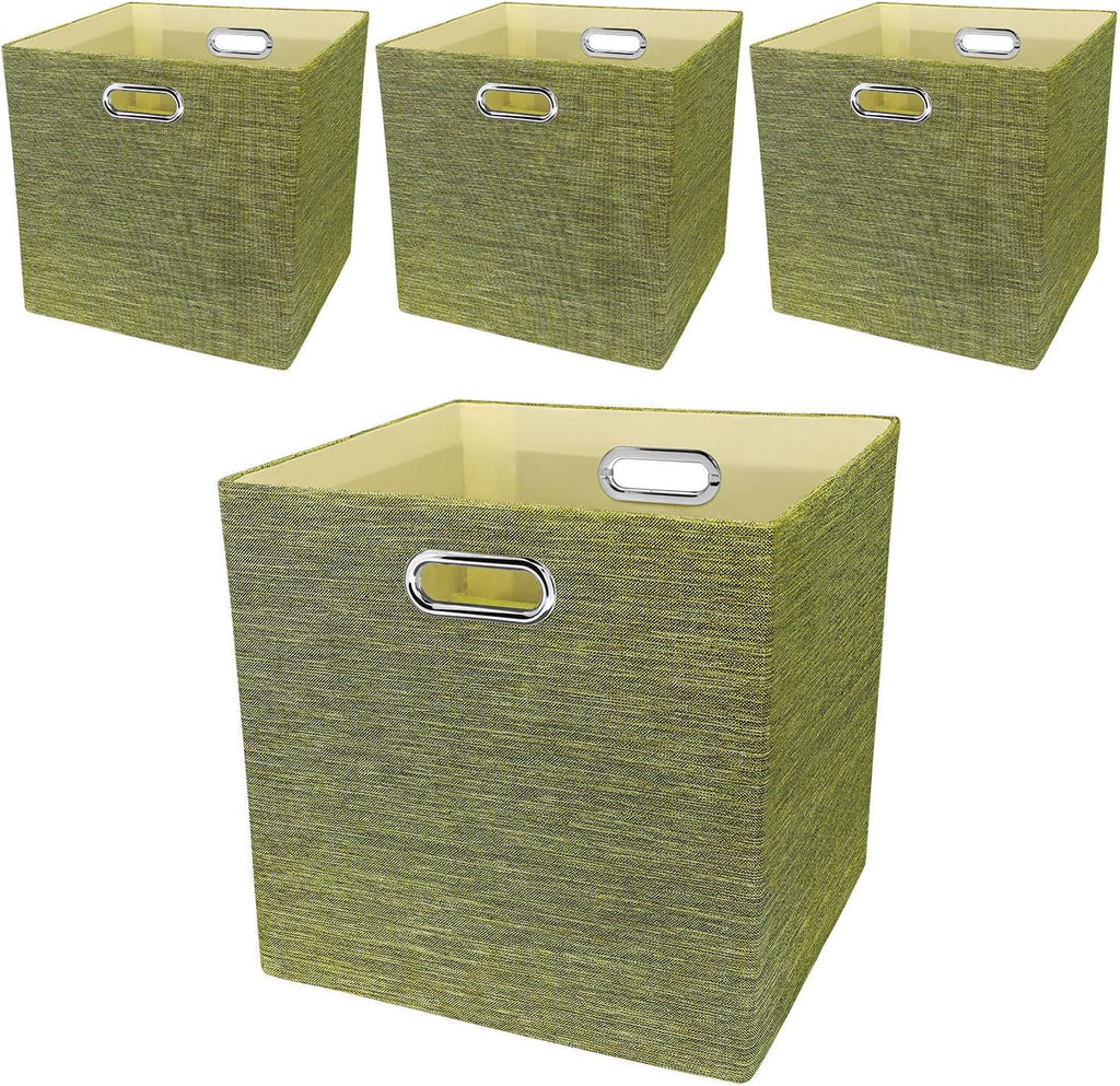 Posprica 3X Thicker Fabric Storage Cubes 13 inch Collapsible Storage Bins for Organization, Cubby Storage Baskets for Organizing Shelf Cabinet Bookcase Boxes, Set of 4, Sliver Grey - Grand Goldman