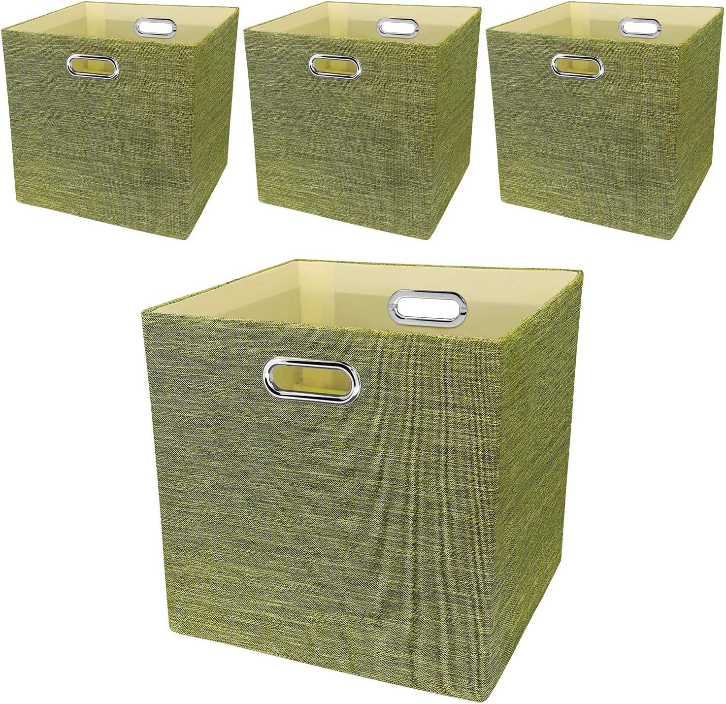 Posprica 3X Thicker Fabric Storage Cubes 13 inch Collapsible Storage Bins for Organization, Cubby Storage Baskets for Organizing Shelf Cabinet Bookcase Boxes, Set of 4, Sliver Grey - Grand Goldman