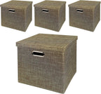 Posprica 3X Thicker Fabric Storage Cubes 13 inch Collapsible Storage Bins for Organization, Cubby Storage Baskets for Organizing Shelf Cabinet Bookcase Boxes, Set of 4, Sliver Grey - Grand Goldman