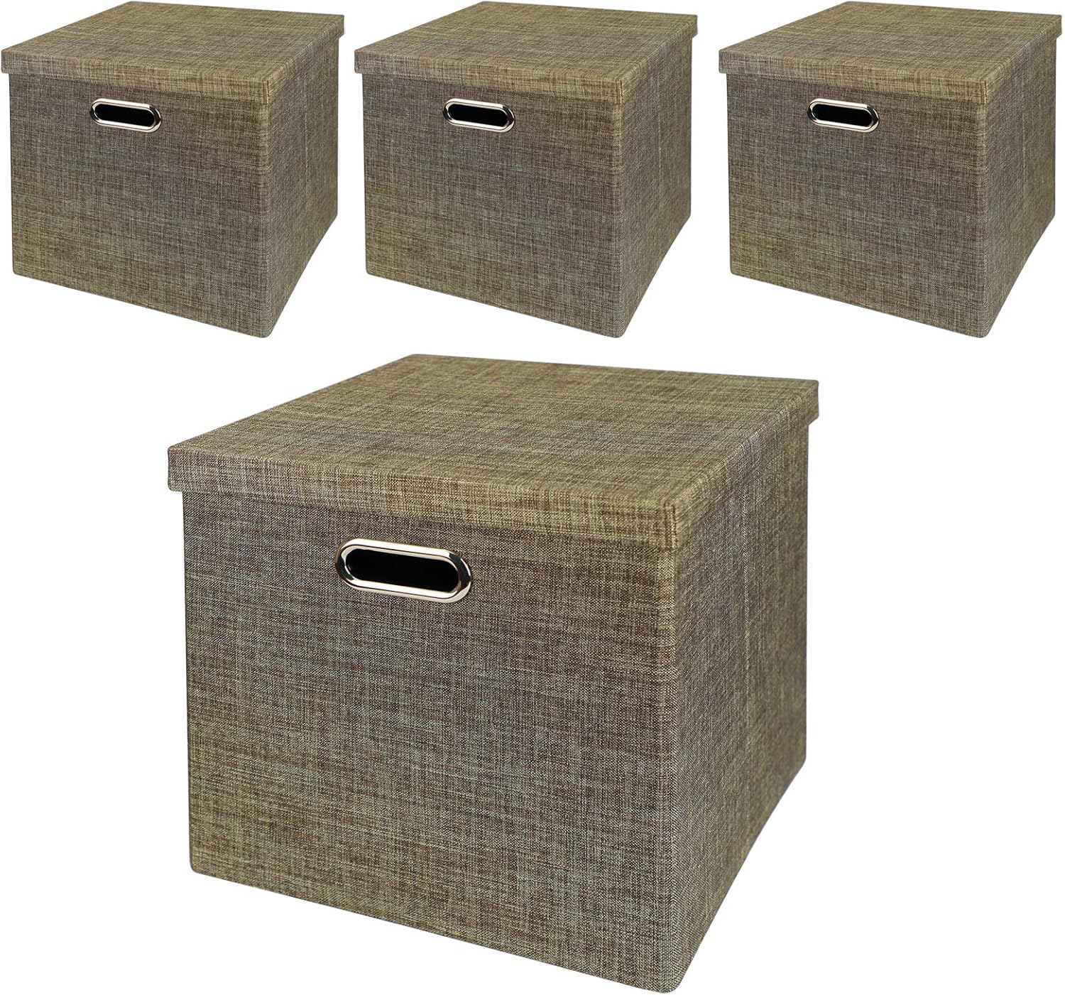 Posprica 3X Thicker Fabric Storage Cubes 13 inch Collapsible Storage Bins for Organization, Cubby Storage Baskets for Organizing Shelf Cabinet Bookcase Boxes, Set of 4, Sliver Grey - Grand Goldman