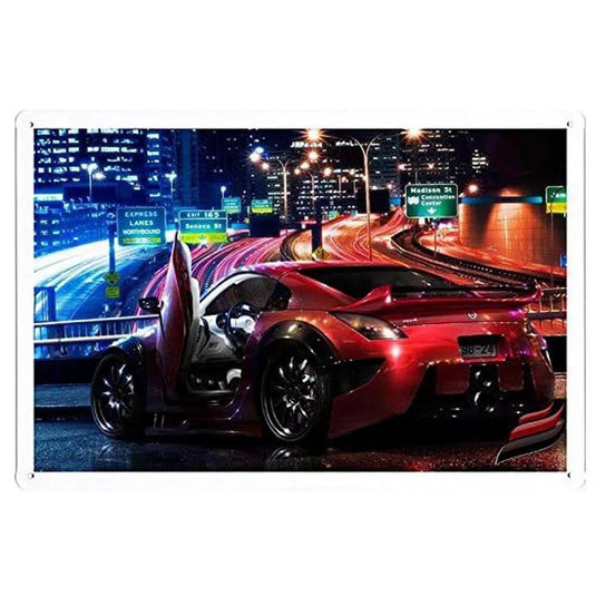 Power Play Racing Car Metal Tin Signs Posters Plate Wall Decor for Garage Bars Game Room Man Cave Cafe Club Retro Posters Plaque - Grand Goldman