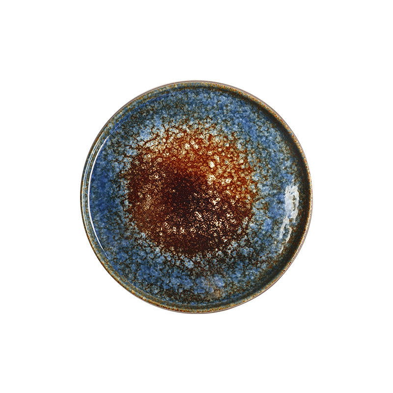 Premium Grunge Ceramic Kiln Plates for Steak Baked Pizza Pan Barbecue and Desserts - Grand Goldman