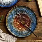 Premium Grunge Ceramic Kiln Plates for Steak Baked Pizza Pan Barbecue and Desserts - Grand Goldman