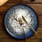 Premium Grunge Ceramic Kiln Plates for Steak Baked Pizza Pan Barbecue and Desserts - Grand Goldman