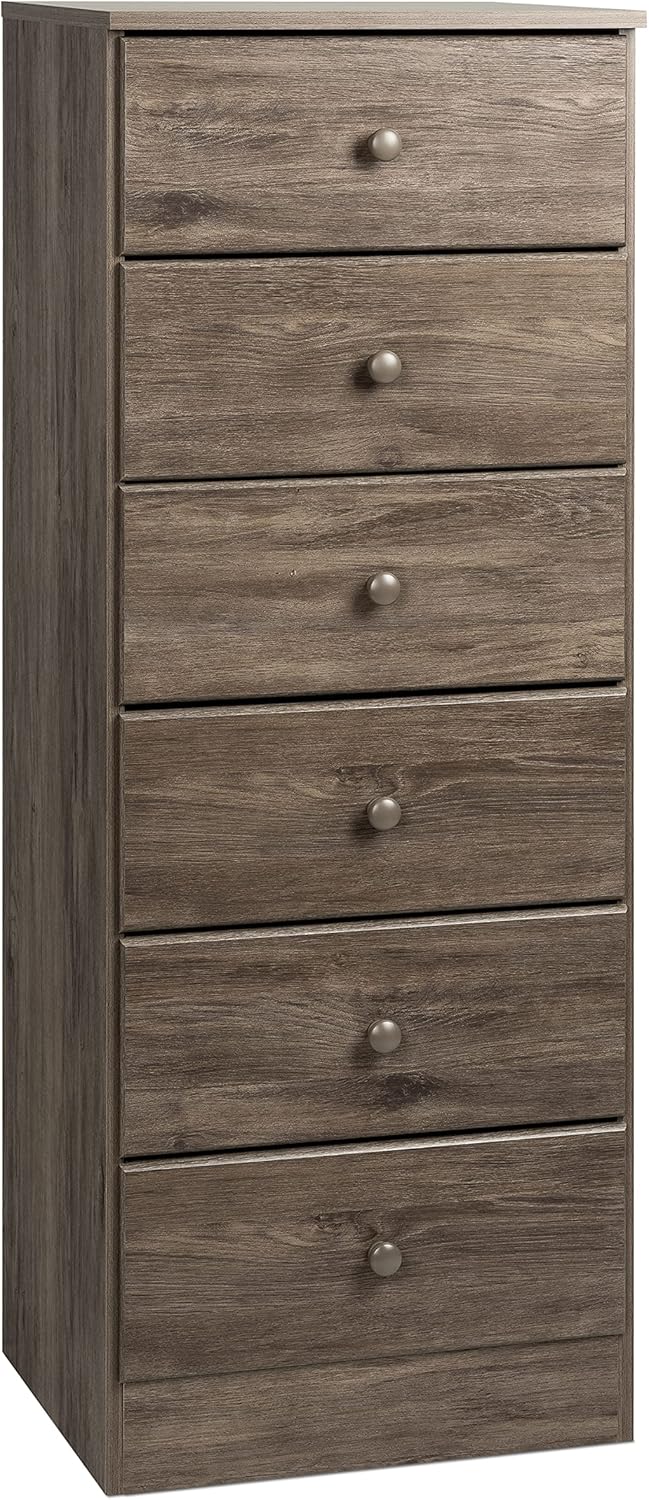 Prepac Astrid Tall White Dresser: 16.5"D x 19.75"W x 50"H, 6-Drawer Chest for Bedroom by Prepac - Perfect Chest of Drawers for Ample Storage - Grand Goldman