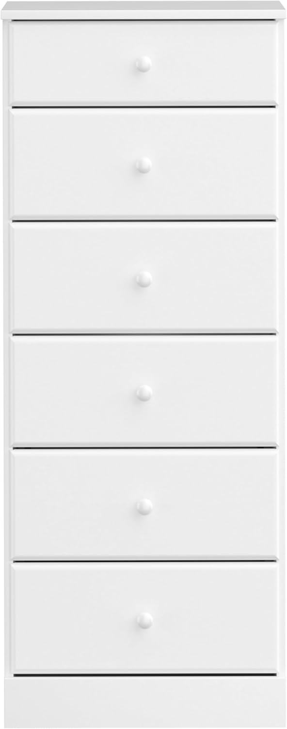 Prepac Astrid Tall White Dresser: 16.5"D x 19.75"W x 50"H, 6-Drawer Chest for Bedroom by Prepac - Perfect Chest of Drawers for Ample Storage - Grand Goldman