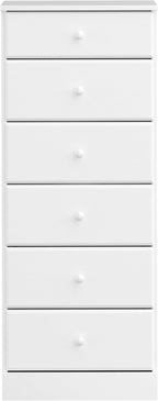 Prepac Astrid Tall White Dresser: 16.5"D x 19.75"W x 50"H, 6-Drawer Chest for Bedroom by Prepac - Perfect Chest of Drawers for Ample Storage - Grand Goldman