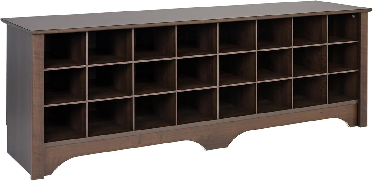 Prepac Cabinet Shoe Cubby Bench, 15.5"D x 60"W x 20.25"H, Brown - Grand Goldman