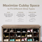 Prepac Cabinet Shoe Cubby Bench, 15.5"D x 60"W x 20.25"H, Brown - Grand Goldman