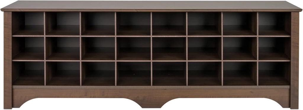 Prepac Cabinet Shoe Cubby Bench, 15.5"D x 60"W x 20.25"H, Brown - Grand Goldman