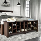 Prepac Cabinet Shoe Cubby Bench, 15.5"D x 60"W x 20.25"H, Brown - Grand Goldman