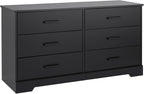Prepac Simply Modern 6-Drawer Double Dresser for Bedroom, Chest of Drawers, Modern Bedroom Furniture, 52.5” wide x 16” deep x 29.5” tall, White - Grand Goldman