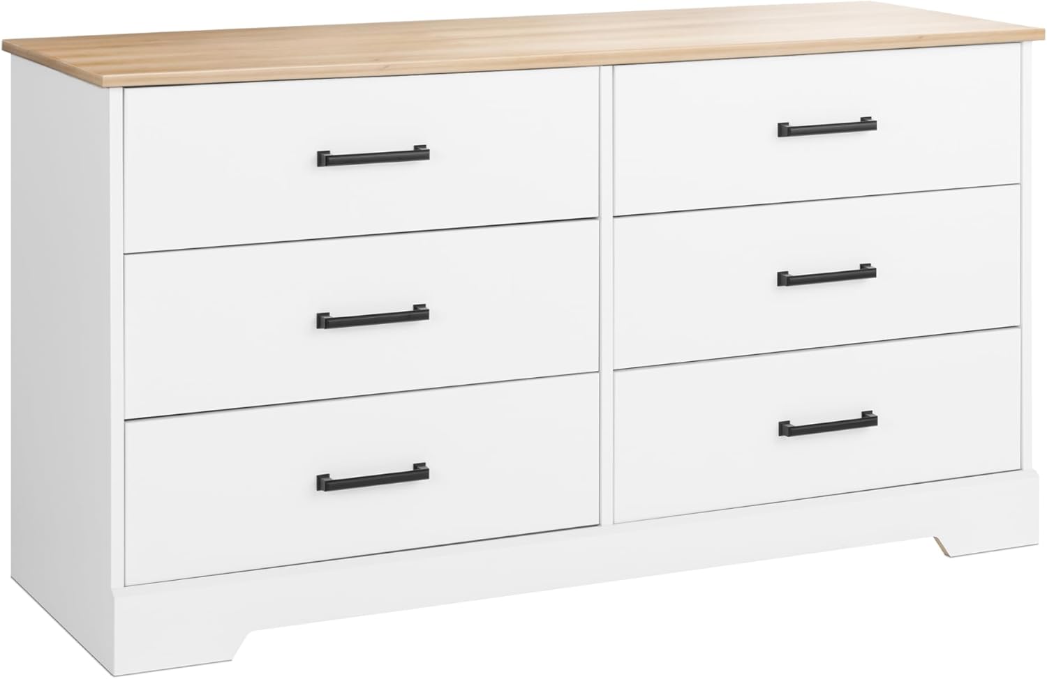 Prepac Simply Modern 6-Drawer Double Dresser for Bedroom, Chest of Drawers, Modern Bedroom Furniture, 52.5” wide x 16” deep x 29.5” tall, White - Grand Goldman