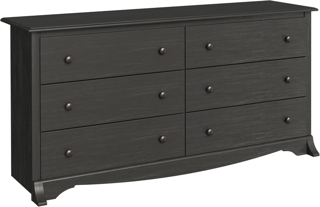 Prepac Simply Modern 6-Drawer Double Dresser for Bedroom, Chest of Drawers, Modern Bedroom Furniture, 52.5” wide x 16” deep x 29.5” tall, White - Grand Goldman