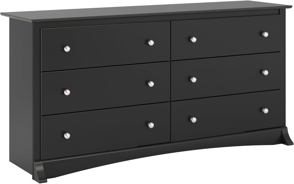 Prepac Simply Modern 6-Drawer Double Dresser for Bedroom, Chest of Drawers, Modern Bedroom Furniture, 52.5” wide x 16” deep x 29.5” tall, White - Grand Goldman