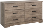 Prepac Simply Modern 6-Drawer Double Dresser for Bedroom, Chest of Drawers, Modern Bedroom Furniture, 52.5” wide x 16” deep x 29.5” tall, White - Grand Goldman