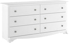 Prepac Simply Modern 6-Drawer Double Dresser for Bedroom, Chest of Drawers, Modern Bedroom Furniture, 52.5” wide x 16” deep x 29.5” tall, White - Grand Goldman